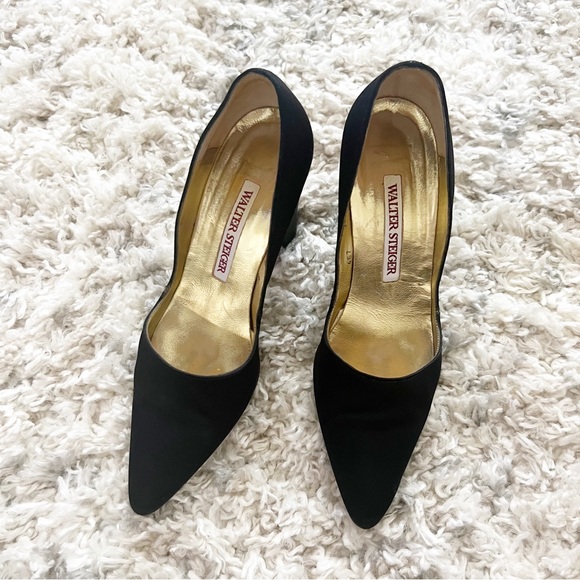 Walter Steiger Vintage Satin Heels Black - Size 7 - Picture 3 of 10